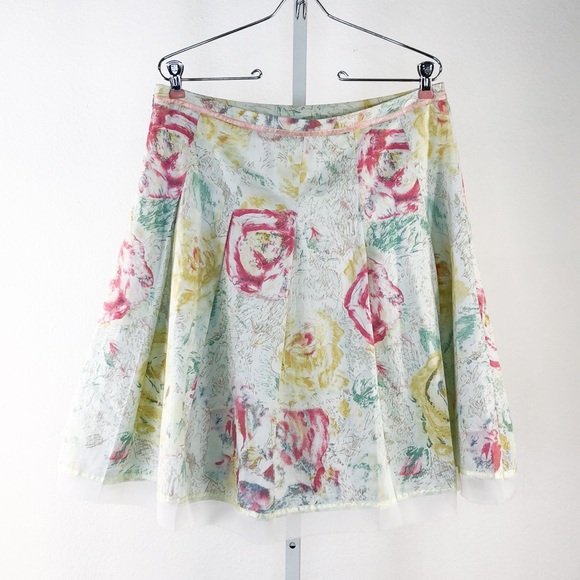 Odille Floral Pastel Pleated Fit and Flare Skirt - Picture 2 of 5